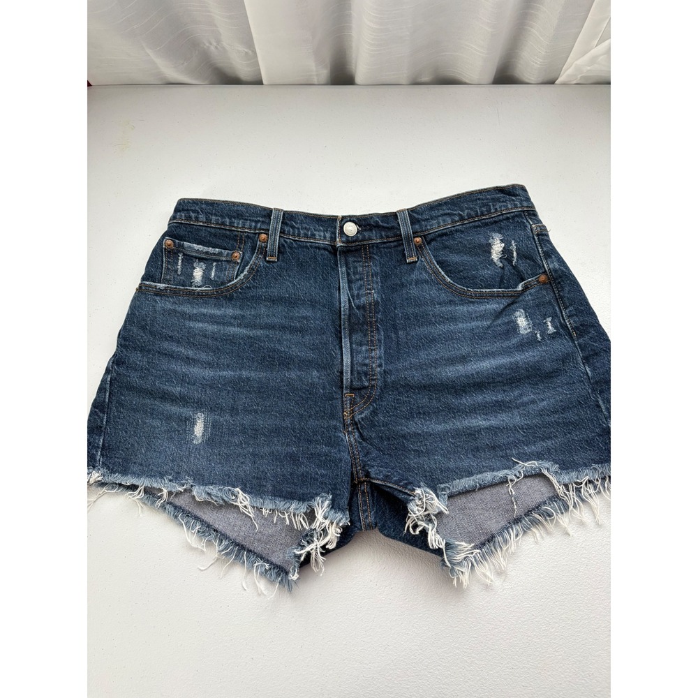 Levis Premium 501 Original Distressed Denim Shorts Dark Wash W33 56327-0236